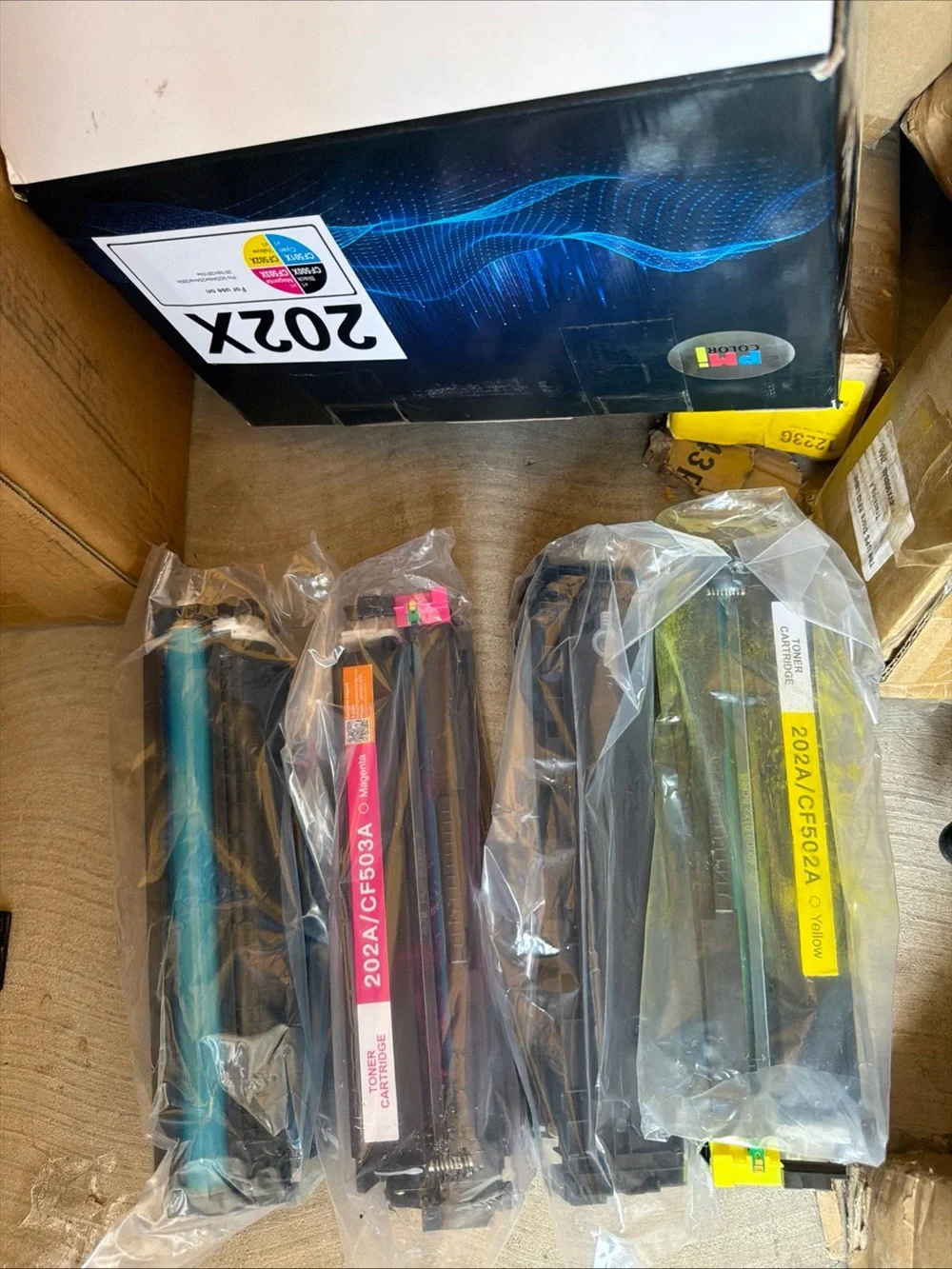 202X High-Yield Toner 4-Pack (Black, Cyan, Yellow, Magenta) open box as is